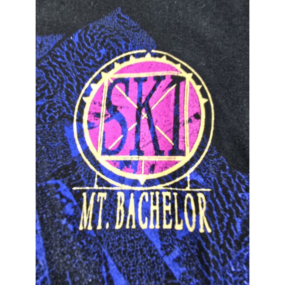 Vintage Ski Mt Bachelor T Shirt L Large 80s 90s Skiing All Over Print USA Jerzee